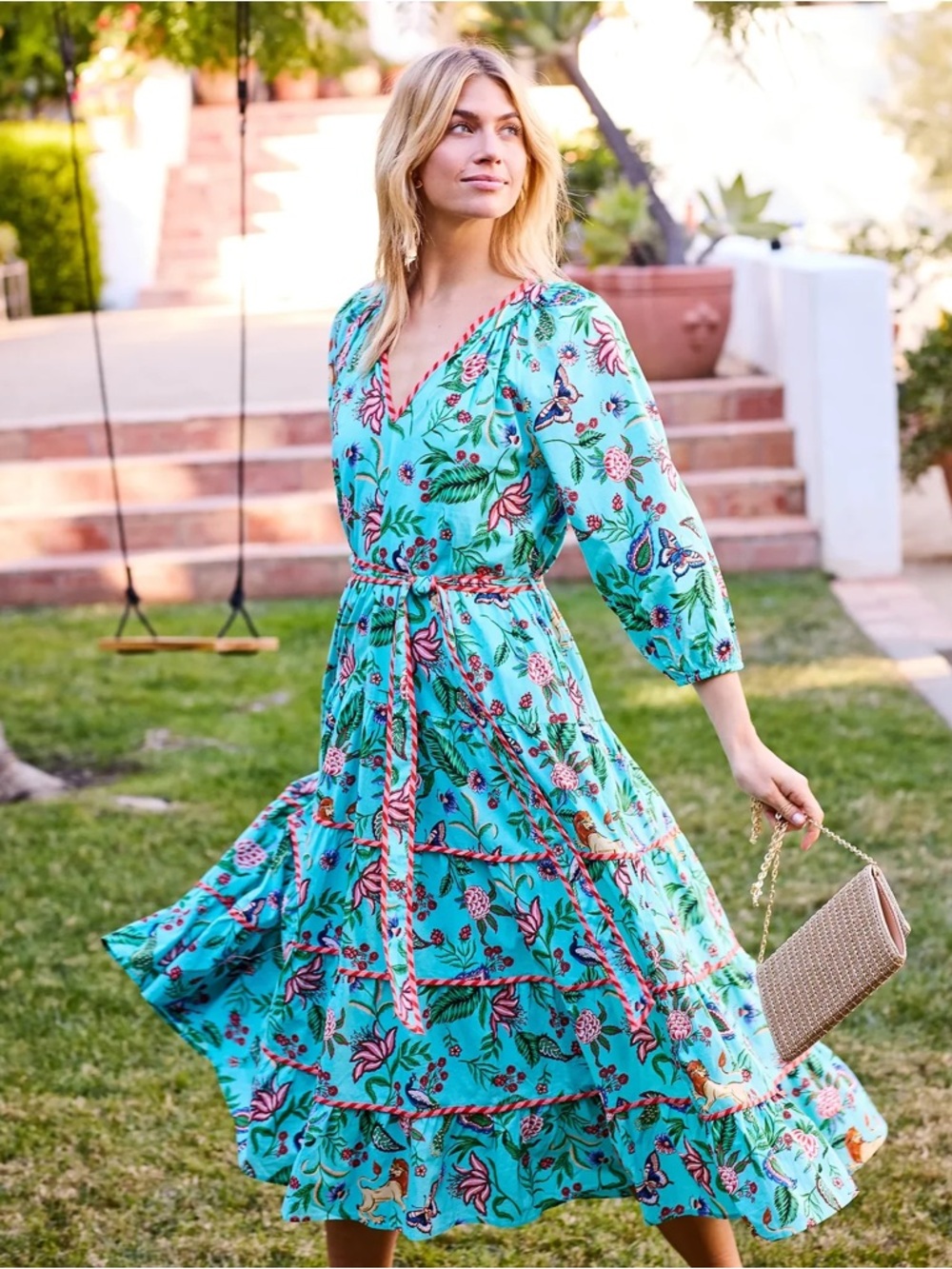 Printfresh Peacock 🦚 & Lions 🦁 Tiered Midi Dress